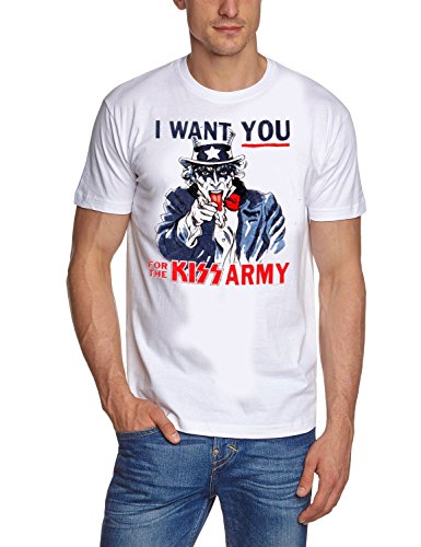 Coole-Fun-T-Shirts KISS T-Shirt I Want You for The KISS Army Weiss Gr.XL von Coole-Fun-T-Shirts