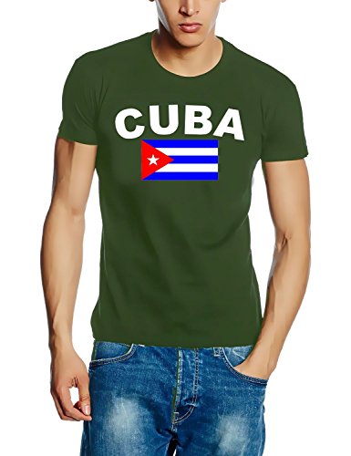 Coole-Fun-T-Shirts Kuba Flagge T- Shirt - Cuba Libre Oliv GR.M von Coole-Fun-T-Shirts