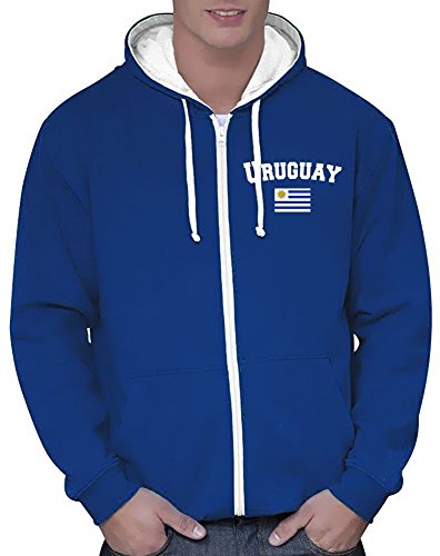 Coole-Fun-T-Shirts Uruguay Sweatshirtjacke Varsity Jacke Blau, Gr.XXL von Coole-Fun-T-Shirts