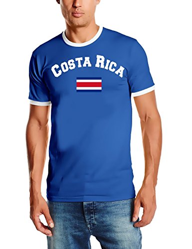 Costa Rica T-Shirt Ringer blau, Gr.M von Coole-Fun-T-Shirts