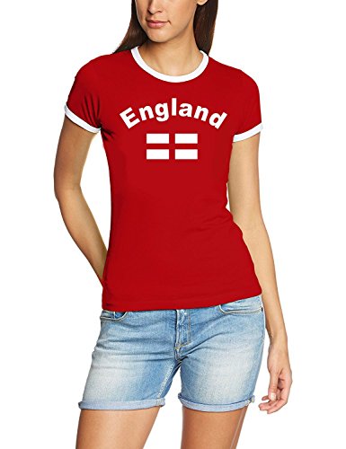 England T-Shirt Damen Rot, Gr.XXL von Coole-Fun-T-Shirts
