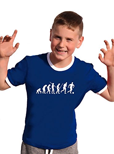 Fussball Evolution T-Shirt Kinder Ringer navy, 164 von Coole-Fun-T-Shirts