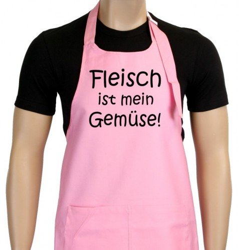 Grillschürze rosa Fleisch ist mein Gemüse - grillen - BBQ GRILL SCHÜRZE GRILLSPORT von Coole-Fun-T-Shirts