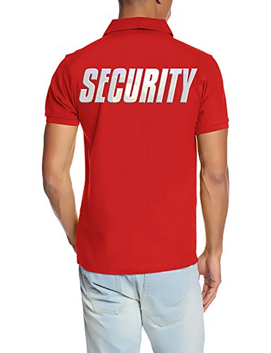 SECURITY - POLOSHIRT - reflektierende Folie Druck vo+hi ! rot Gr.XL von Coole-Fun-T-Shirts
