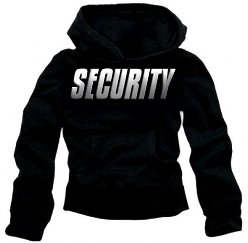 Coole-Fun-T-Shirts Security - Sweatshirt mit Kapuze - reflektierende Folie schwarz Gr.XXL von Coole-Fun-T-Shirts