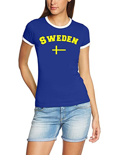 Schweden T-Shirt Damen blau, Gr.S von Coole-Fun-T-Shirts