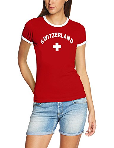 Schweiz T-Shirt Damen Rot, Gr.S von Coole-Fun-T-Shirts