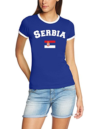Serbien T-Shirt Damen Weiss-rot, Gr.S von Coole-Fun-T-Shirts
