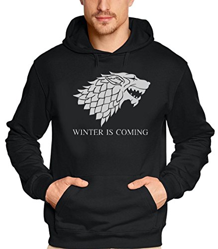 Winter is Coming - Game of Thrones, Hoodie - Sweatshirt mit Kapuze, schwarz-grau GR.S von Coole-Fun-T-Shirts
