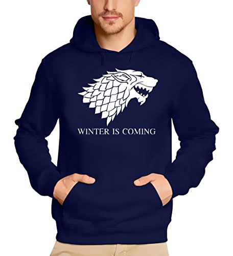 Winter is Coming - Game of Thrones, Hoodie - Sweatshirt mit Kapuze, Navy-Weiss GR.XS von Coole-Fun-T-Shirts