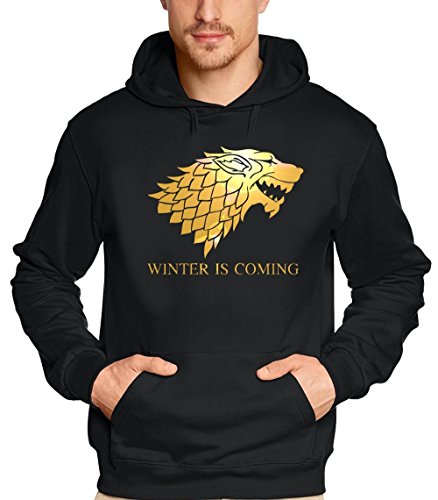 Winter is Coming - Game of Thrones, Hoodie - Sweatshirt mit Kapuze, schwarz-Gold GR.4XL von Coole-Fun-T-Shirts