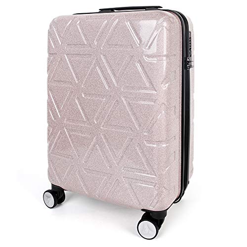 Cooleben Hartschalen Handgepäck Koffer Rollkoffer mit 4 Spinner-Räder, Reisekoffer Trolley TSA, Funkelnde, ABS + PC (Pink, 24 Zoll) von Cooleben