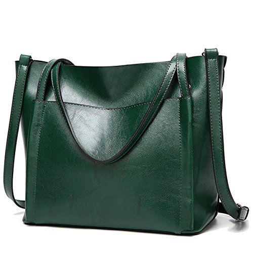 Coolives Damen Groß Shopper Tasche aus PU-Leder mit Schulterriemen Schultertasche Umhängetasche Eimer Handtasche für Frauen Grün EINWEG von Coolives