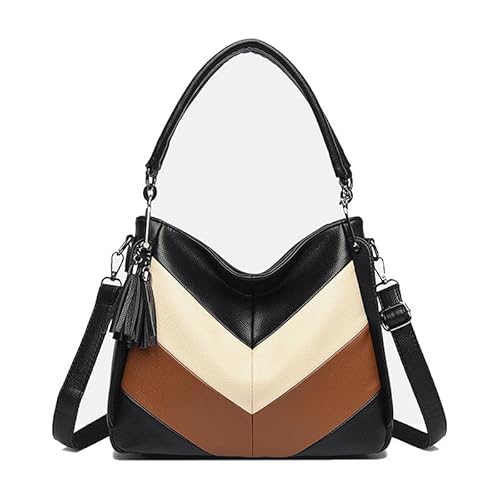 Coolives Damen Schultertasche mit Schultergurt Kleine Hobo Handtasche Umhängetasche Damenhandtasche Henkeltasche aus PU-Leder Tasche Damentasche Taschen für Frauen chwarz von Coolives