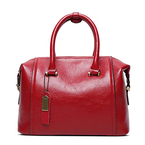 Coolives Damen Tasche Handtasche Henkeltasche aus PU-Leder Boston Umhängetasche Schultertasche Elegant Taschen Grau Rot EINWEG von Coolives