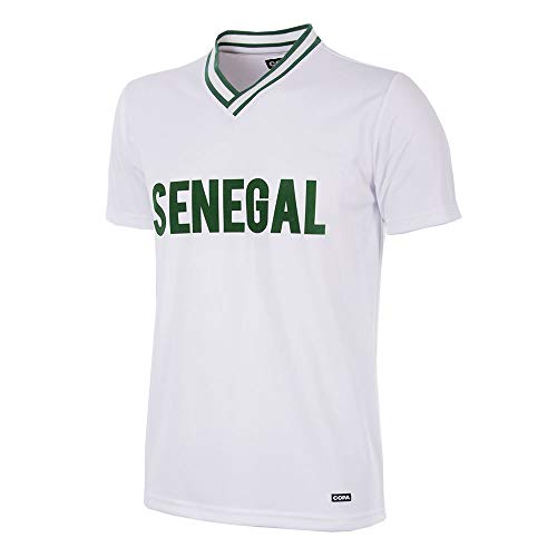 Copa Herren Senegal 2000 Football Retro Fußball T-Shirt mit V-Ausschnitt, Weiß, Large von Copa