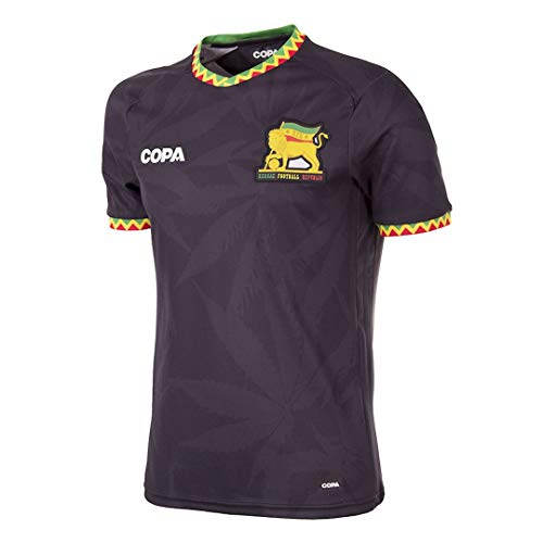 COPA Herren Jamaika Fußball Shirt Fußball V-Ausschnitt T-Shirt M Schwarz von COPA