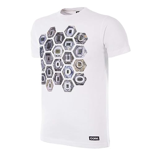 copa Herren Hexagon Stadium T-Shirt mit Rundhalsausschnitt, weiß, S von copa