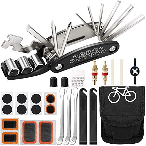 Fahrrad Reparatur Set, Fahrrad Werkzeug Reparatur Set, 16 in 1 Multifunktions Mountainbike Werkzeugzubehörset, Fahrrad Werkzeug mit Tasche,fahrradwerkzeug für unterwegs,mit Patch-Kit und Reifenhebeln von Copiel