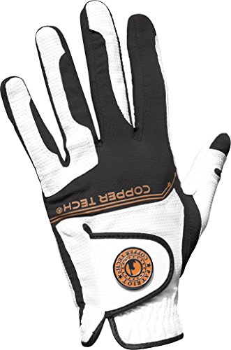 Kupfer Tech Handschuhe Herren Golf Handschuh der mit Wabe Grip, One Size, Weiß/Schwarz von Copper Tech