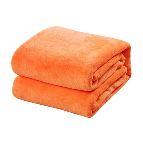 Decke hochwertige Wohndecken, Dicke warm Sofa/Couchdecke in zweiseitig, flausch Fleecedecke als Sofaüberwurf oder Wohnzimmerdecke TV-Decke Kuscheldecke in vielen Größen erhältlich (Orange) von Corlidea