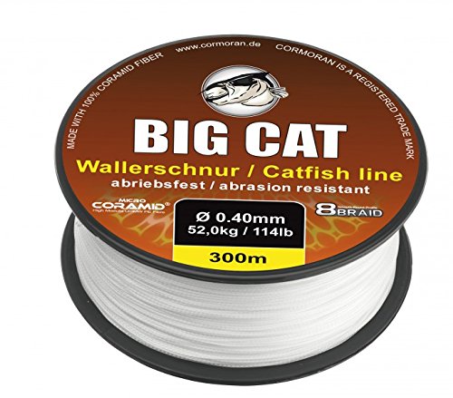 Cormoran Big Cat Wallerschnur (300m / weiß / 8 Fach rundgeflochten), Durchmesser:0.40mm von Cormoran