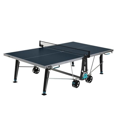 Cornilleau 400X - Outdoor Tischtennisplatte - Klappbar - Wetterfest - Robust - Rollbar - Tischtennistisch für draußen mit 5 mm Melaminharzplatte - Blau von Cornilleau