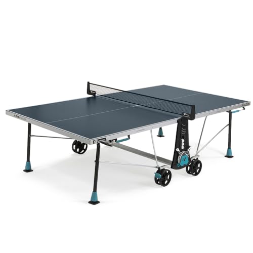 Cornilleau 300x - Outdoor Tischtennisplatte - Klappbar - Einfach zu bedienen - 5 mm Melaminharzplatte -Tischtennistisch für draußen - Turniermaße - Blau von Cornilleau
