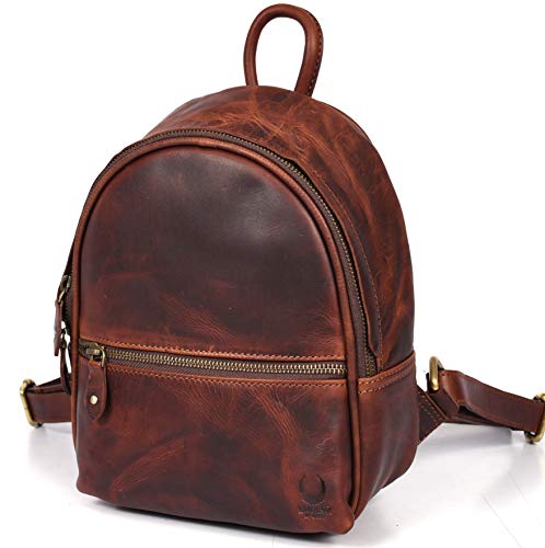 Corno d´Oro Premium Rucksack Damen Leder Klein I Handgefertigter Lederrucksack Vintage Mini Elegant I City Backpack Daypack Braun von Corno d´Oro