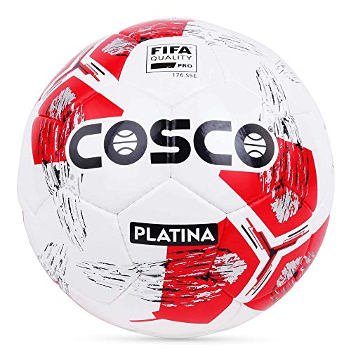 COSCO Platina Leather Men's Footballs, Size 5 (White/Red) von Cosco