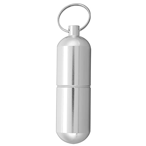 Pillendose für Schlüsselanhänger, aus Aluminium, silberfarben, für Macala-Hydrations-Kapseln für Vitamintabletten E von Cosiki