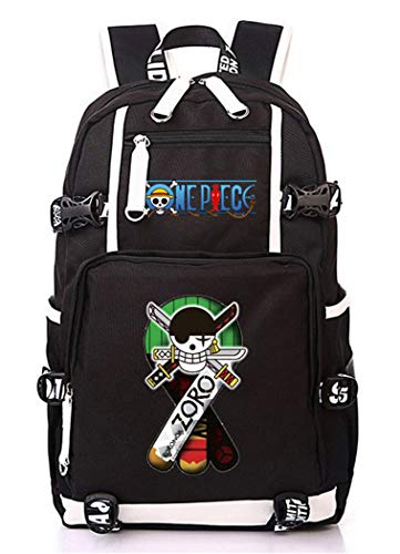 WANHONGYUE One Piece Roronoa Zoro Anime Backpack Student Schultasche Laptop Rucksäcke Freizeittasche Daypack Schwarz-4 von WANHONGYUE