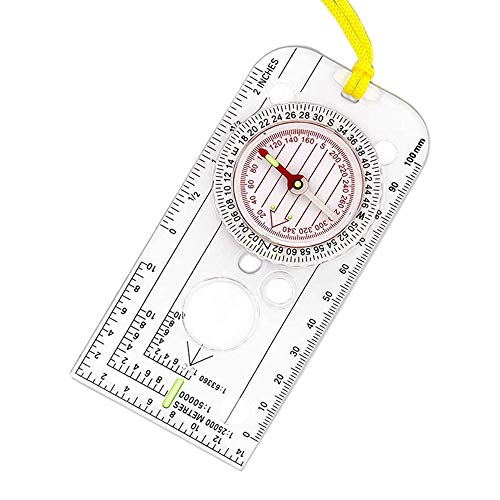 Navigationskompass, verstellbarer Deklinationskompass, wasserdicht, Orientierungskompass mit Umhängeband für Entdecker, Expeditionen, Camping, Survival, Bergsteigen oder Wandern von Cosswe