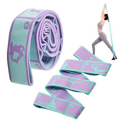 Yoga Gurt Yoga Stretching Band,Yoga Stretch Gurt mit 8 Schleifen,Fitnessbänder Stretchband Hochelastischer Gymnastikband Dehnungsband für Yoga Pilates Tanz Gymnastik von Cosswe