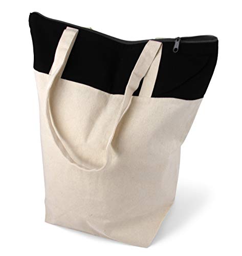 stylische geräumige Tragetasche mit Reißverschluss Baumwolltasche Stofftasche Shopper Handtasche mit großem Boden 1 Tasche Cottonbagjoe von Cottonbagjoe