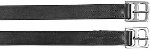 Kerbl Steigbügelriemen Leder (Farbe schwarz, Länge 130 cm, Breite 25 mm, 2 stück, mit Dornschnalle) 32639 von Covalliero