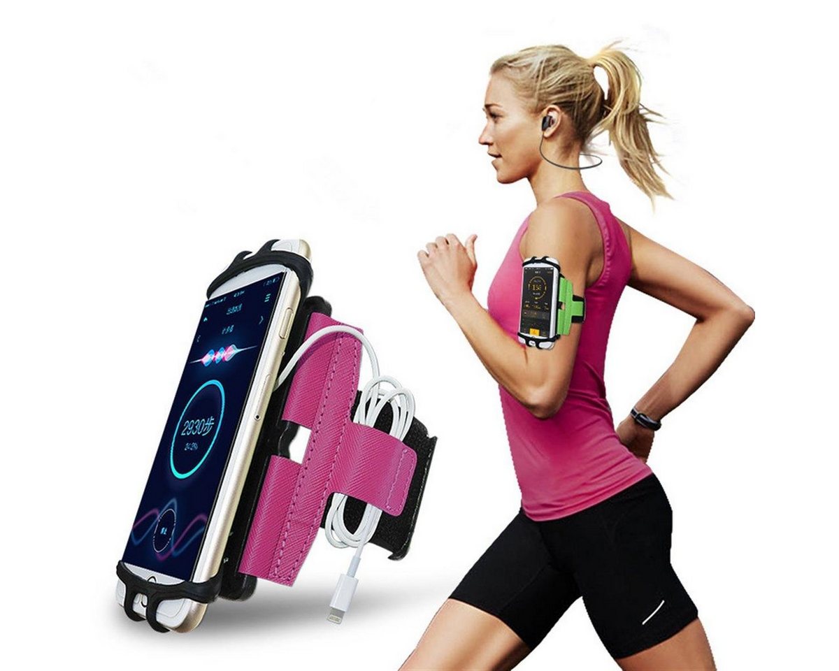 CoverKingz Handyhülle Sport Lauf Armband für Smartphones 4,0 - 7,0 Zoll Fitness Tasche Pink, Sport Schutzhülle drehbar Handyhülle Jogging Schutztasche Etui von CoverKingz