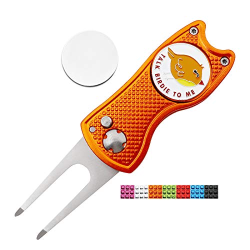 CoverMay Faltbares Golf-Pitchgabel-werkzeug und Golfball-Marker-Set (orangefarbenes werkzeug) von CoverMay