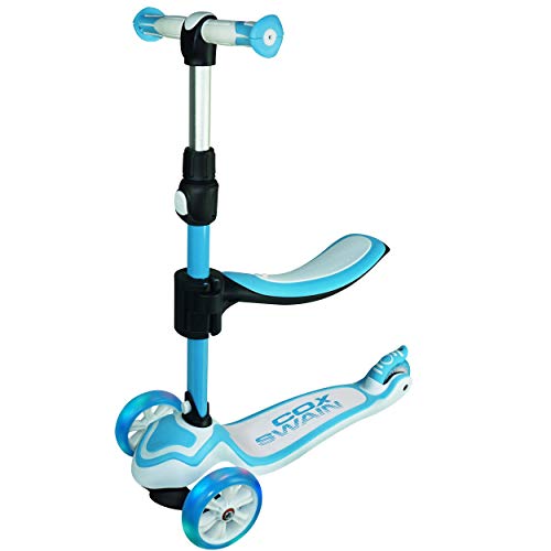 Cox Swain 2in1 Kinder Scooter TRIKY mit Leuchtrollen und Sitz, Color: Blue von Cox Swain