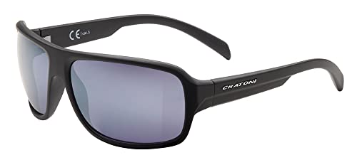 Cratoni COLOR+ LIFESTYLE Sportbrille Fahrradbrille Sonnenbrille 100% UV Schutz High-Definition Glas (schwarz-grau blau silber) von Cratoni