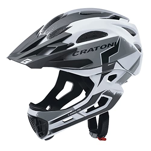 Cratoni Unisex – Erwachsene C-Maniac Pro Helmet, Weiß/Schwarz Matt, M von Cratoni