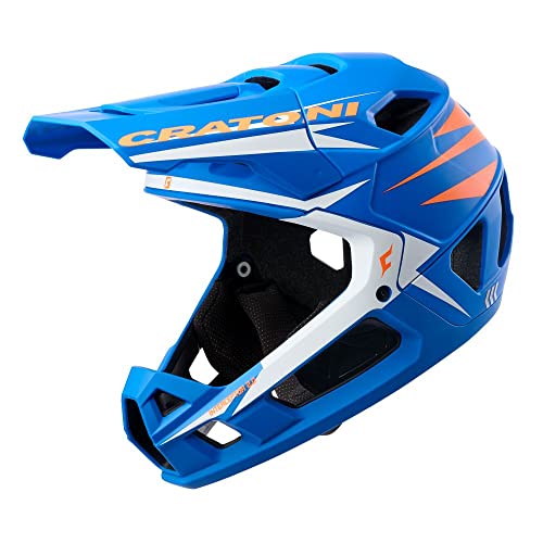 Cratoni Unisex – Erwachsene Interceptor Helmet, Blau/Neonorange Matt, M von Cratoni