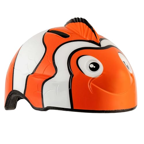 Crazy Safety Kinder Fahrradhelm | Fahrradhelm Kinder 2-7 Jahren für Fahrrad, Skateboard, Radsport, Laufrad, Tretroller, Inlineskates | Leichter und Verstellbarer 3D Tierhelm 49-55 cm (Fisch Orange) von Crazy Safety