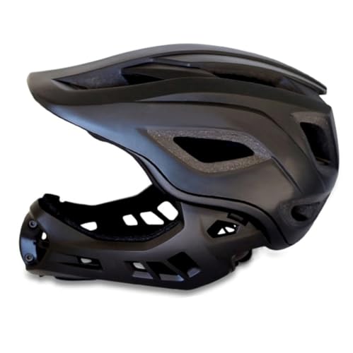 Crazy Safety Fullface Helm Kinder | Fullface Helm für Mountainbike, BMX Fahrrad und Skateboard | Fahrradhelm Kinder mit 2-in-1 Design | Integralhelm | Motocross Helm Gr. M 53–58 cm (Schwarz) von Crazy Safety