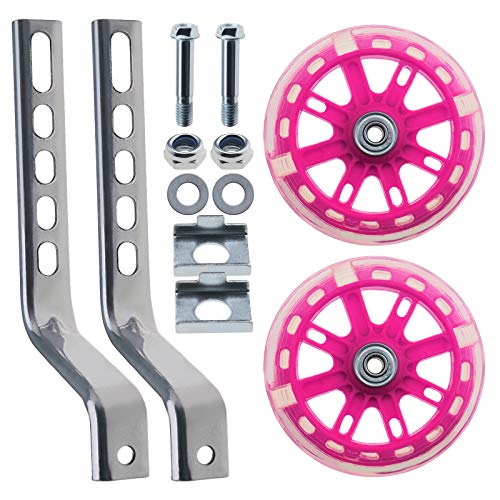 Create idea 1 Paar pinke LED-Stabilisatoren für Kinderfahrräder, Stützräder, strapazierfähig, verstellbar, für 30,5 bis 50,8 cm Fahrräder zur Unterstützung des Gleichgewichts, inklusive Komponenten von Create idea