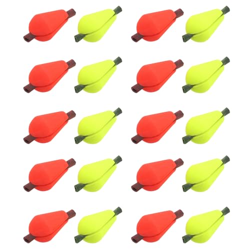 Create idea 20 Stück Schwimmer aus Schaumstoff, zum Fliegenfischen, Schlaganzeiger, Wassertropfen-Bobber-Indikatoren, Zubehör, fluoreszierendes Gelb und Orange-Rot von Create idea