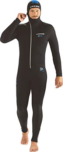 Cressi Herren Diver Man Monopiece Wetsuit Premium Neopren Tauchanzug mit Angesetzter Haube - Erhältlich in 5/7 mm, Schwarz/Blau, XL/5 (5 mm) von Cressi