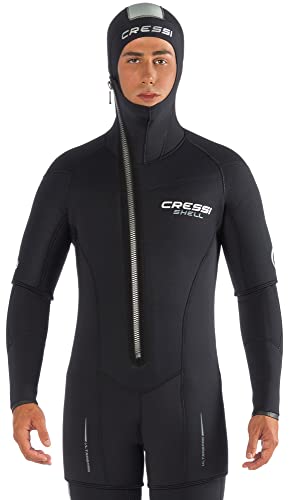 Cressi Shell Jacket Multi Thickness Man - Jacke / Shorty Modularer Reißverschluss und Kapuze zum Tauchen in Neopren 5mm Schwarz von Cressi