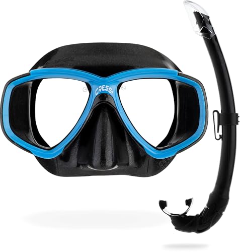 CRESSI Perla+Mexico Combo Black/Blue - Combi Set Maske+Schnorchel zum Tauchen und Schnorcheln, Schwarz/Blau, Einheitsgröße, Erwachsene von CRESSI
