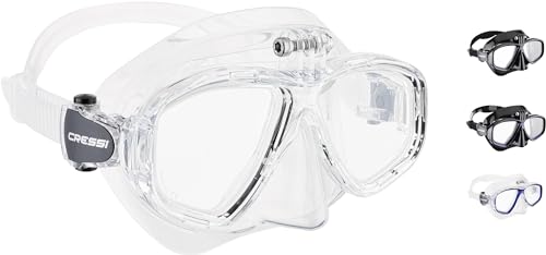 CRESSI Action Mask Clear/Clear - Unisex Tauchmaske Reduziertem Volumen und Action-Cam-Halterung, Transparent/Transparent, Einheitsgröße von Cressi